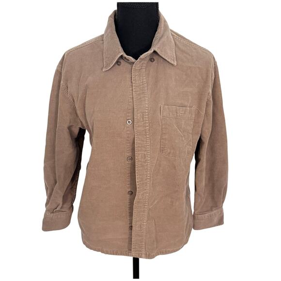 VTG Scandia Woods Brown Corduroy Button Down Size Small 100% Cotton - Picture 1 of 4